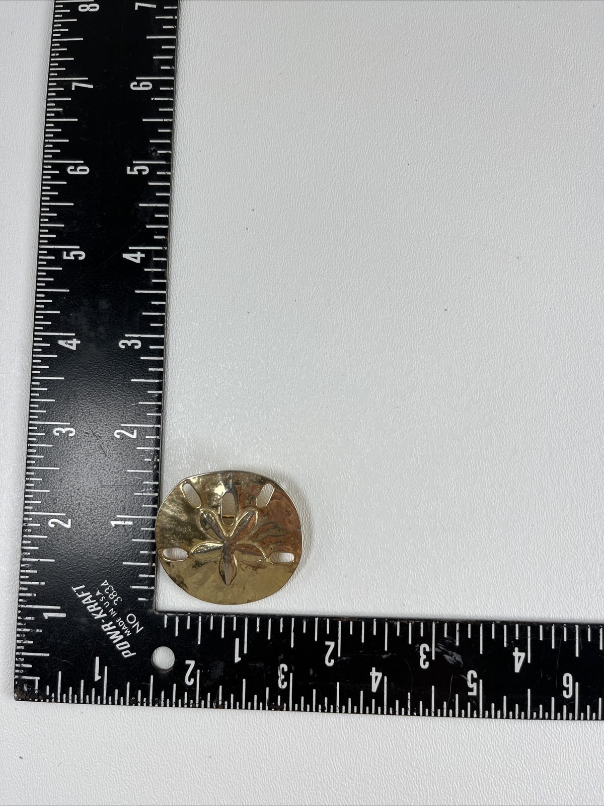 Sand Dollar Shape Metal Pin Gold Tone 1.5″ Beach Ocean Sea Summer Fun Brooch