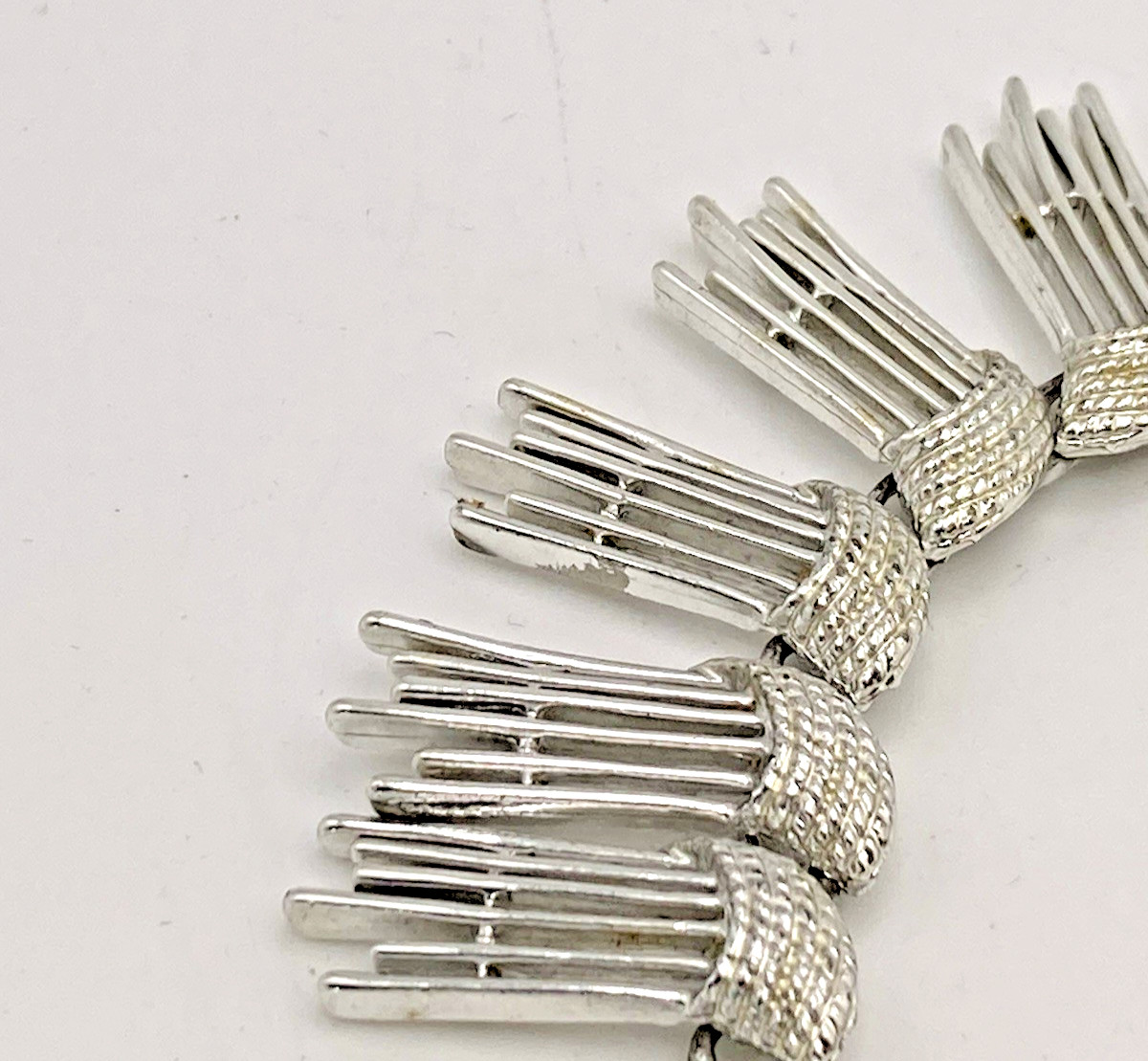 Vintage Sarah Coventry 1962 SIMPLY ELEGANT Silver Toned Fringe Bib Necklace