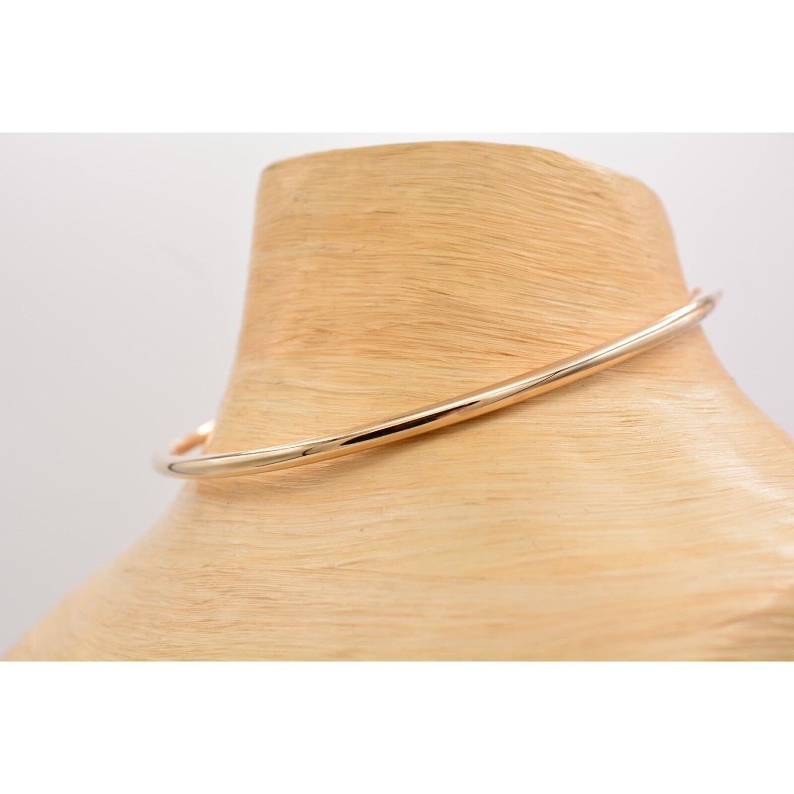 Vintage Choker Necklace Wire Collar Shiny Gold Statement Thick Round NOS 1990s