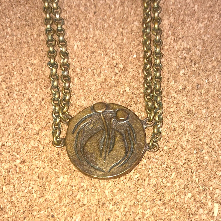 Eivind Hillestad EH K85 Vintage Bronze Necklace Pendant Norway Double Chain