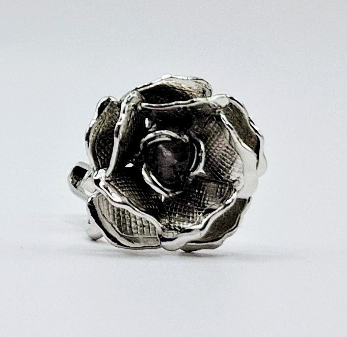 Vintage Napier Rose Earrings Silver Tone 1/2″ Floral Button Style