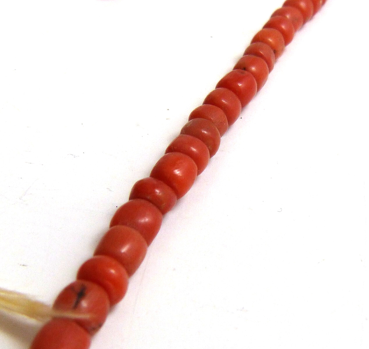 Gorgeous Antique Red Coral Bead Necklace With Gold Clasp Estate Find !