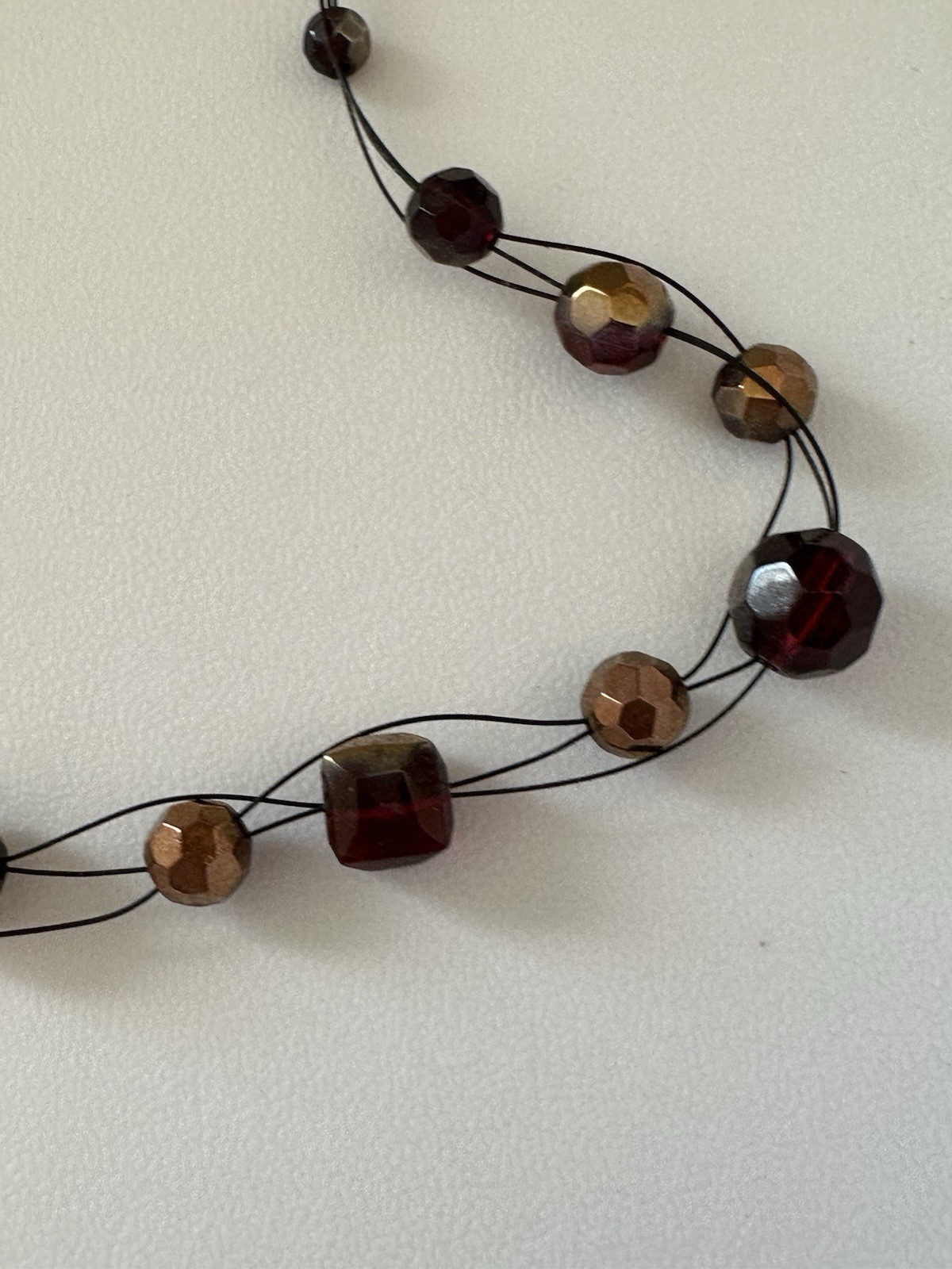 Signed Esmor Bronze Color Beaded Necklace 16-20”