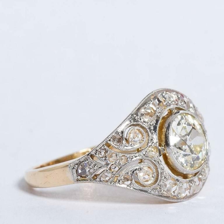 Art Deco 2.50 Ct White Diamond Vintage Engagement Ring 14K Yellow Gold Plated