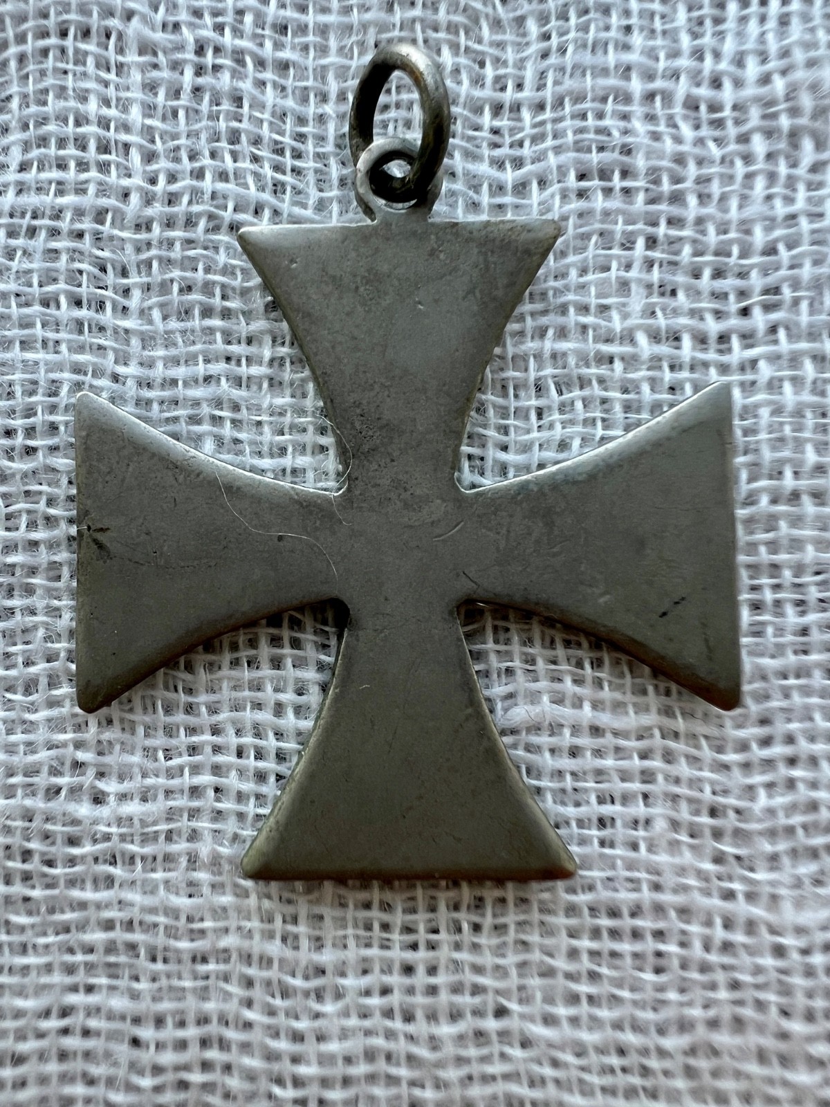 Vintage Iron Cross / Cross Pattée Pendant Black Enamel Curved