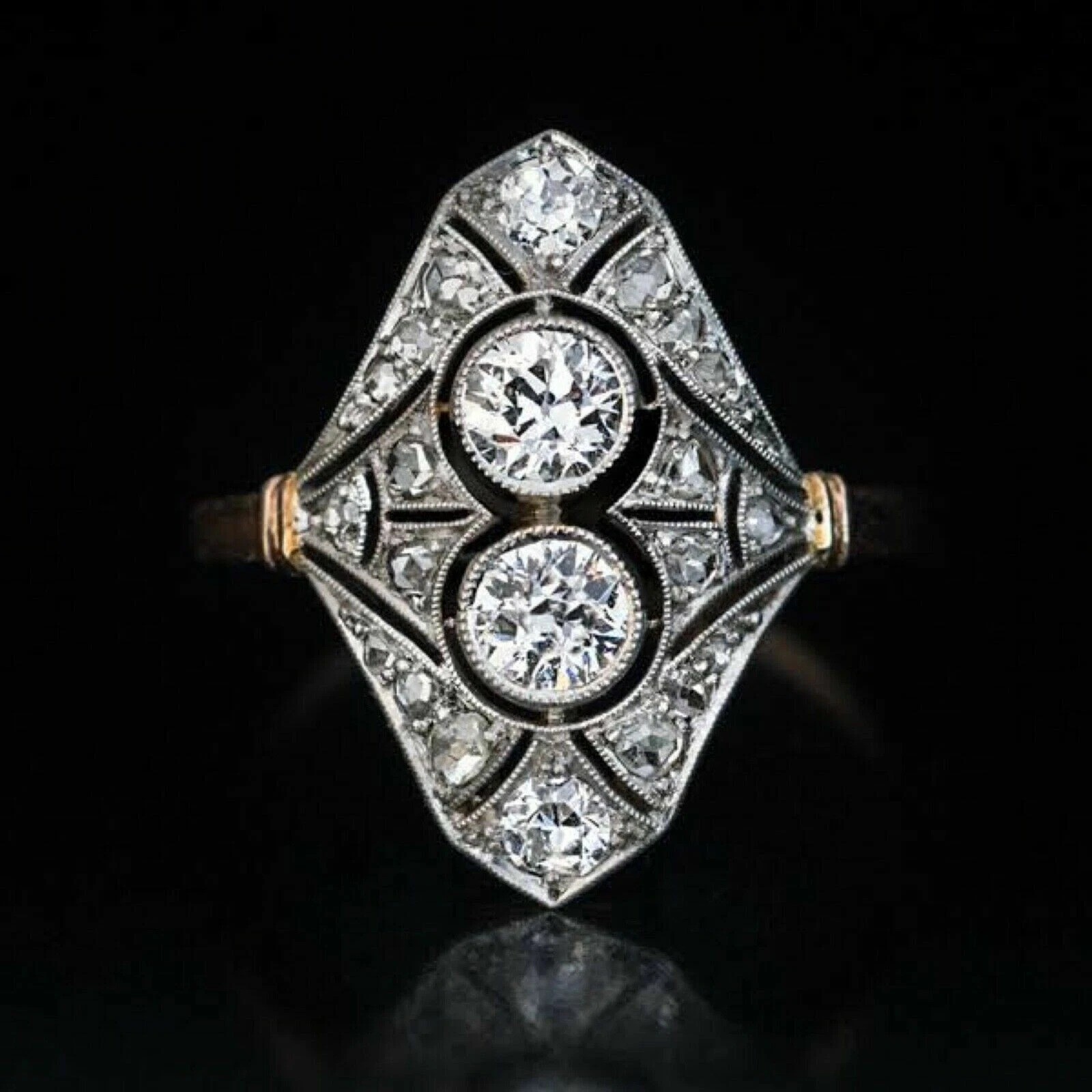 2.55Ct Art Deco Style Edwardian Lab Created Diamond Engagement 14K Gold FN Ring