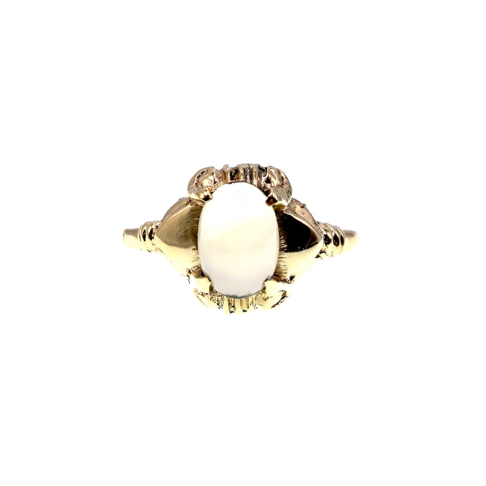 Vintage Victorian Style Oval Shape Moonstone Ring 10K Yellow Gold Size 7.5
