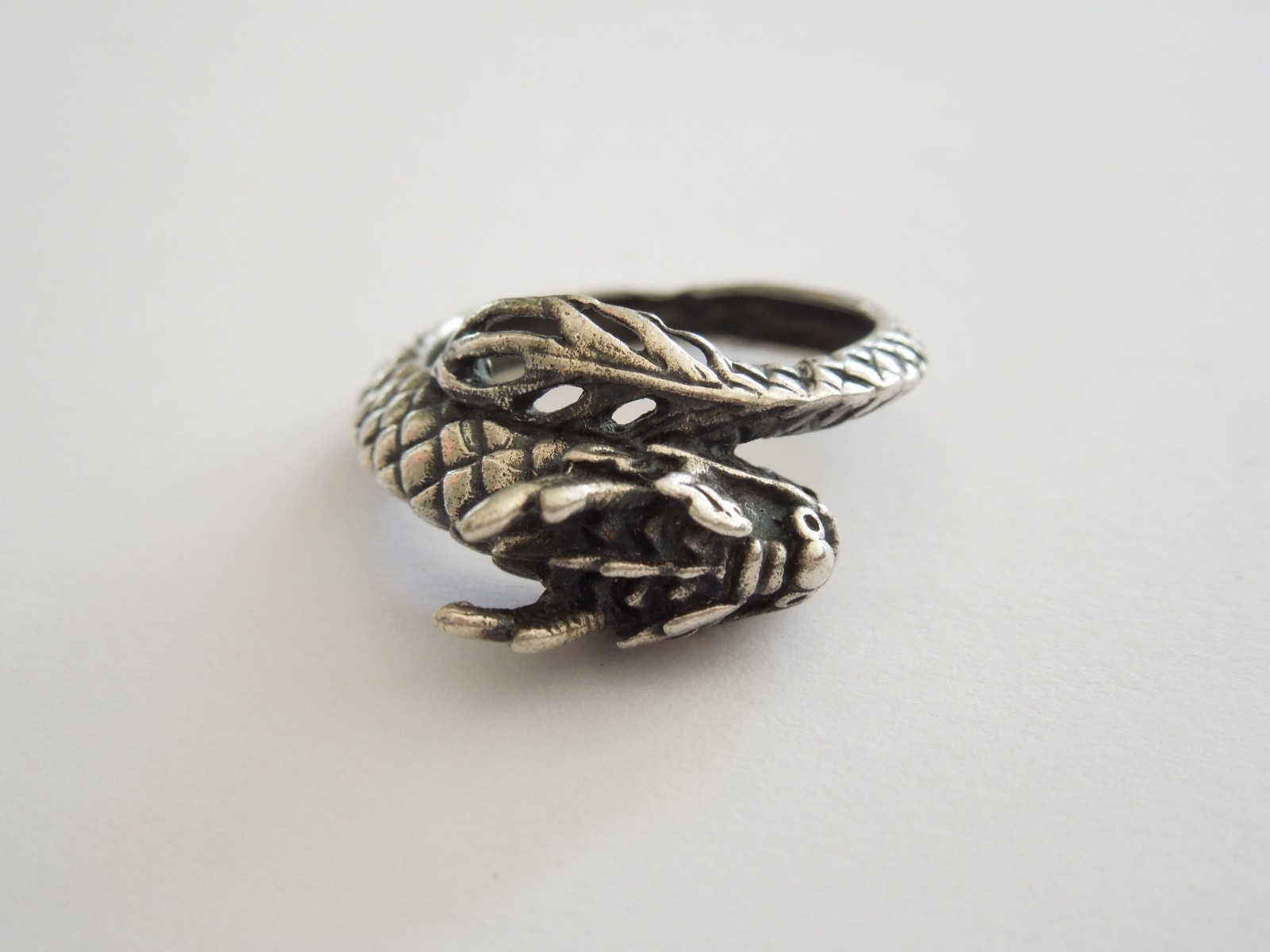 Vintage Ring Silver Verified Dragon Hallmark Unreadable 5.0 g/Size 56