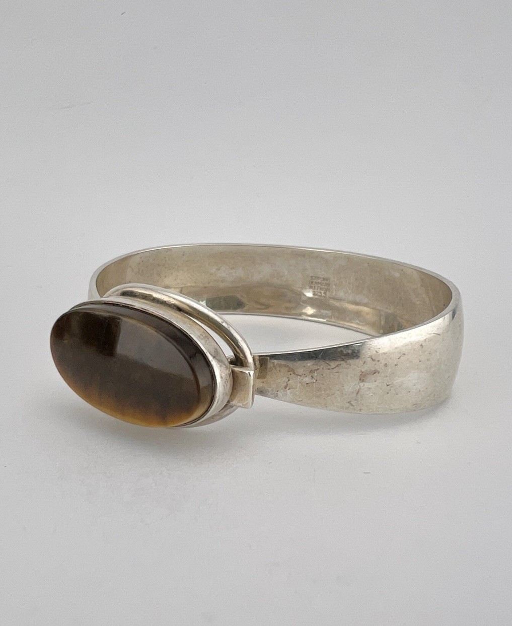 Vintage N.E. FROM Denmark Modernist Sterling Silver 925S Tiger’s Eye Bracelet