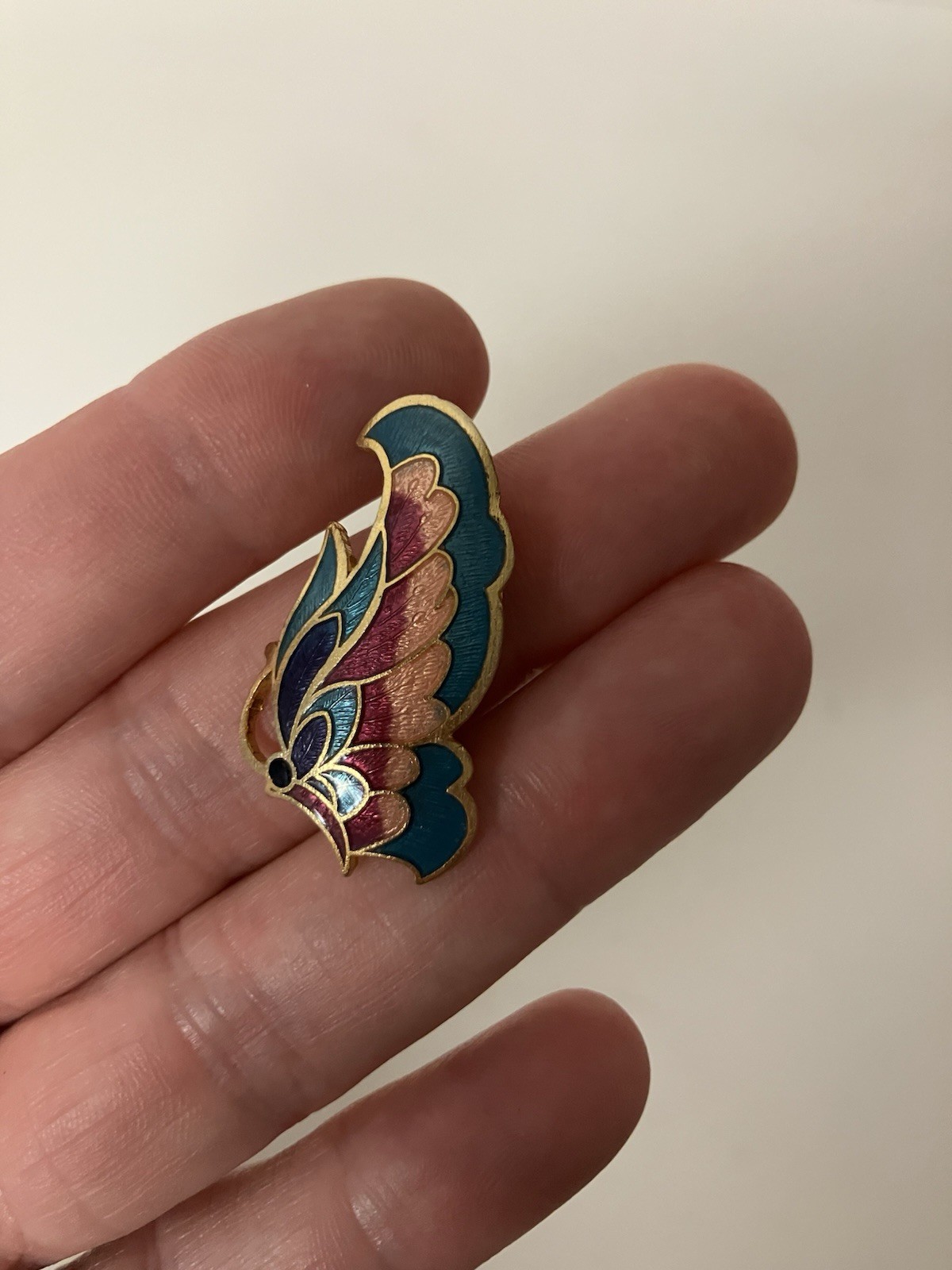 Vintage Cloisonné Butterfly Brooch Pin BEAUTIFUL!