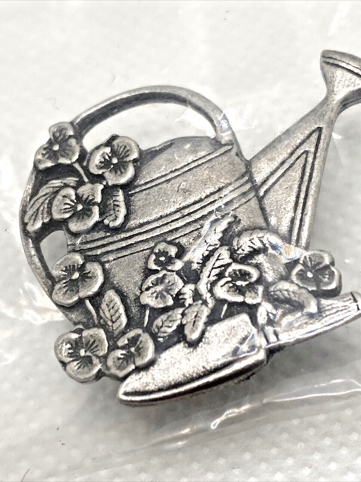 NEW Vintage BIRDS AND BLOOMS Brooch Watering Can with Flowers Pin 2000