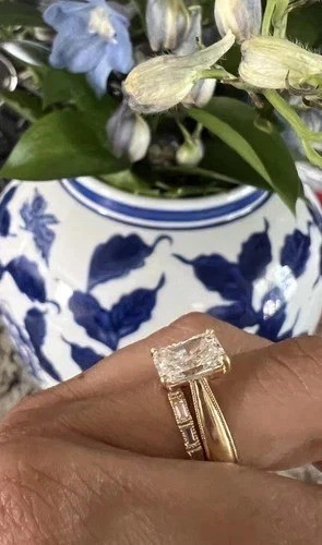 3Ct VVS1 Radiant Cut Lab Created Diamond Anniversary 14K White Gold FN Ring Set