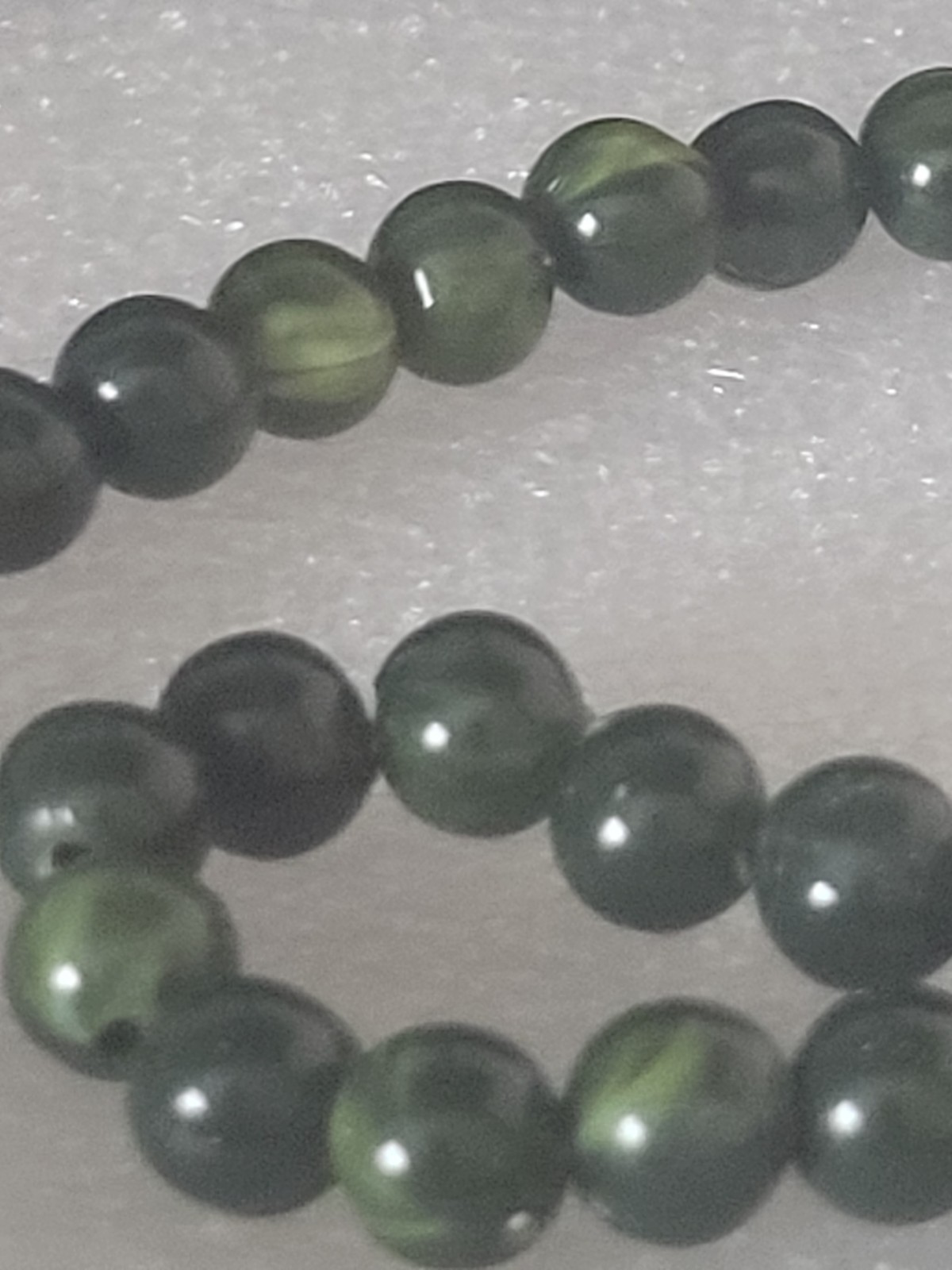 Vintage Jade Round Bead Choker Necklace Green Slip On No Clasp