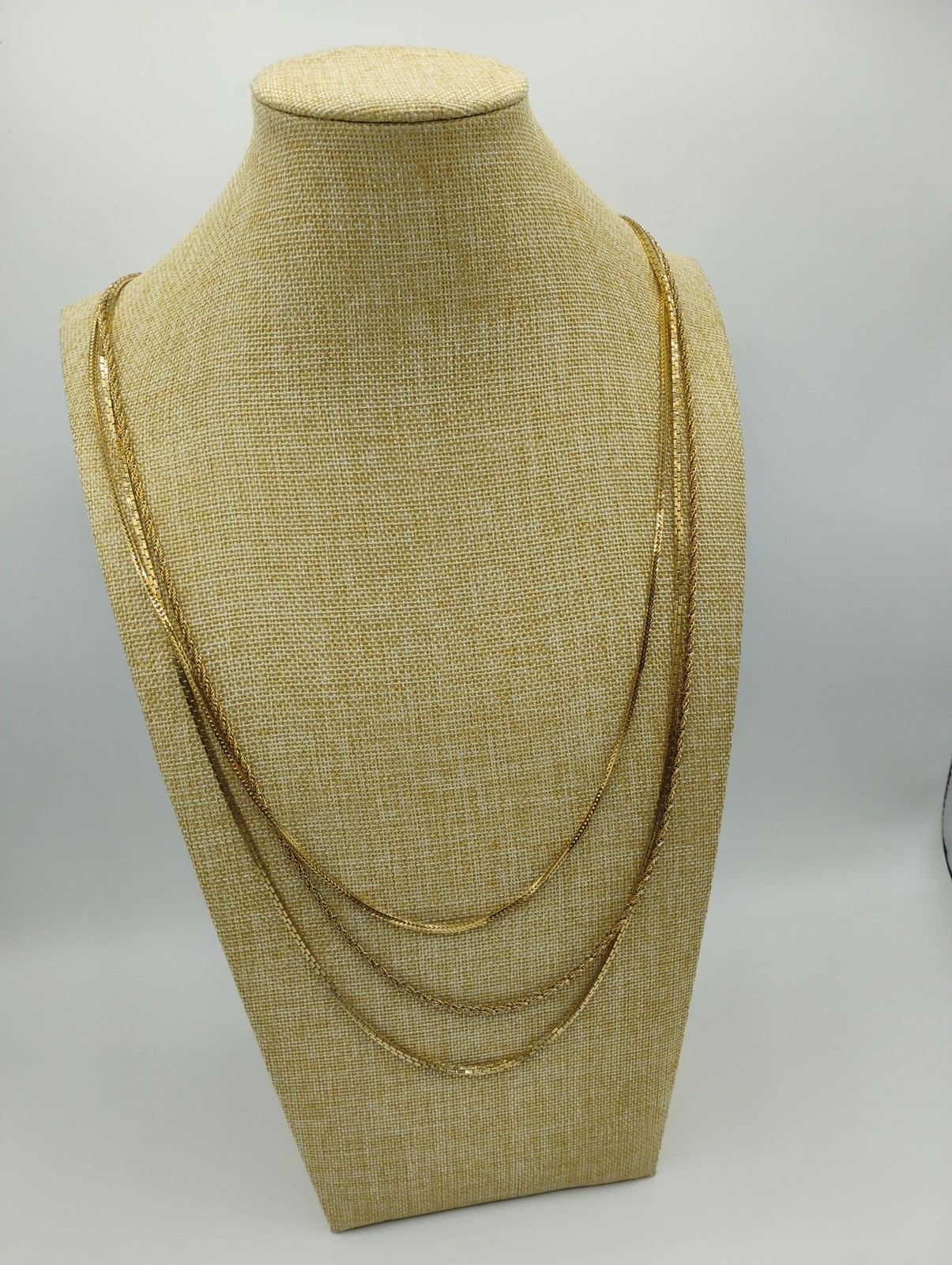 32″-34″Monet Gold Tone Triple Strand Layered Chain Statement Necklace