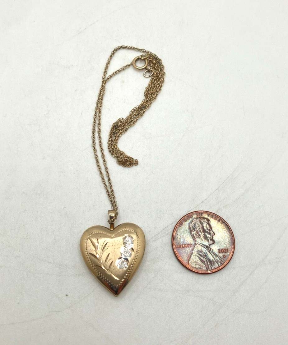 14K Gold-Filled Vintage Etched Locket Stamped PPO 18″