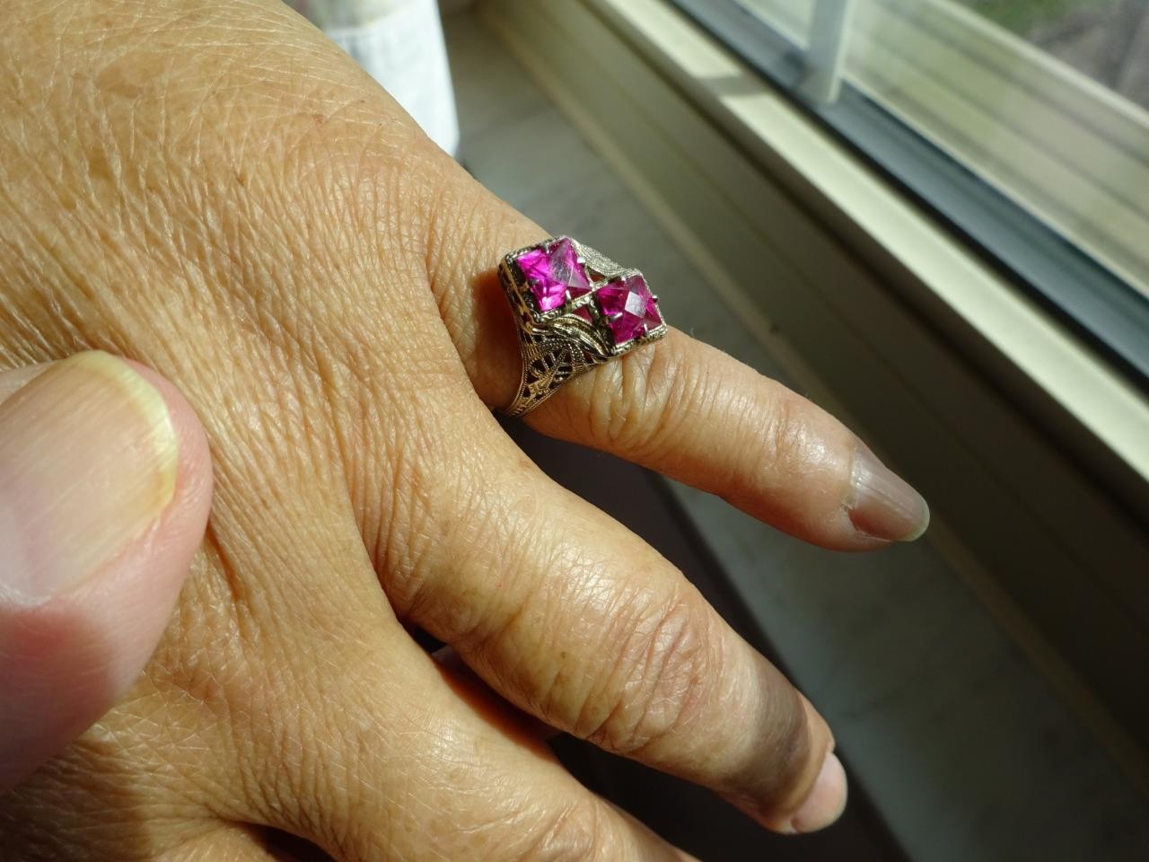 TITANIC C1900 10k Gold Gemstone Filigree Ring RARE Maltese Cross OSTBY BARTON