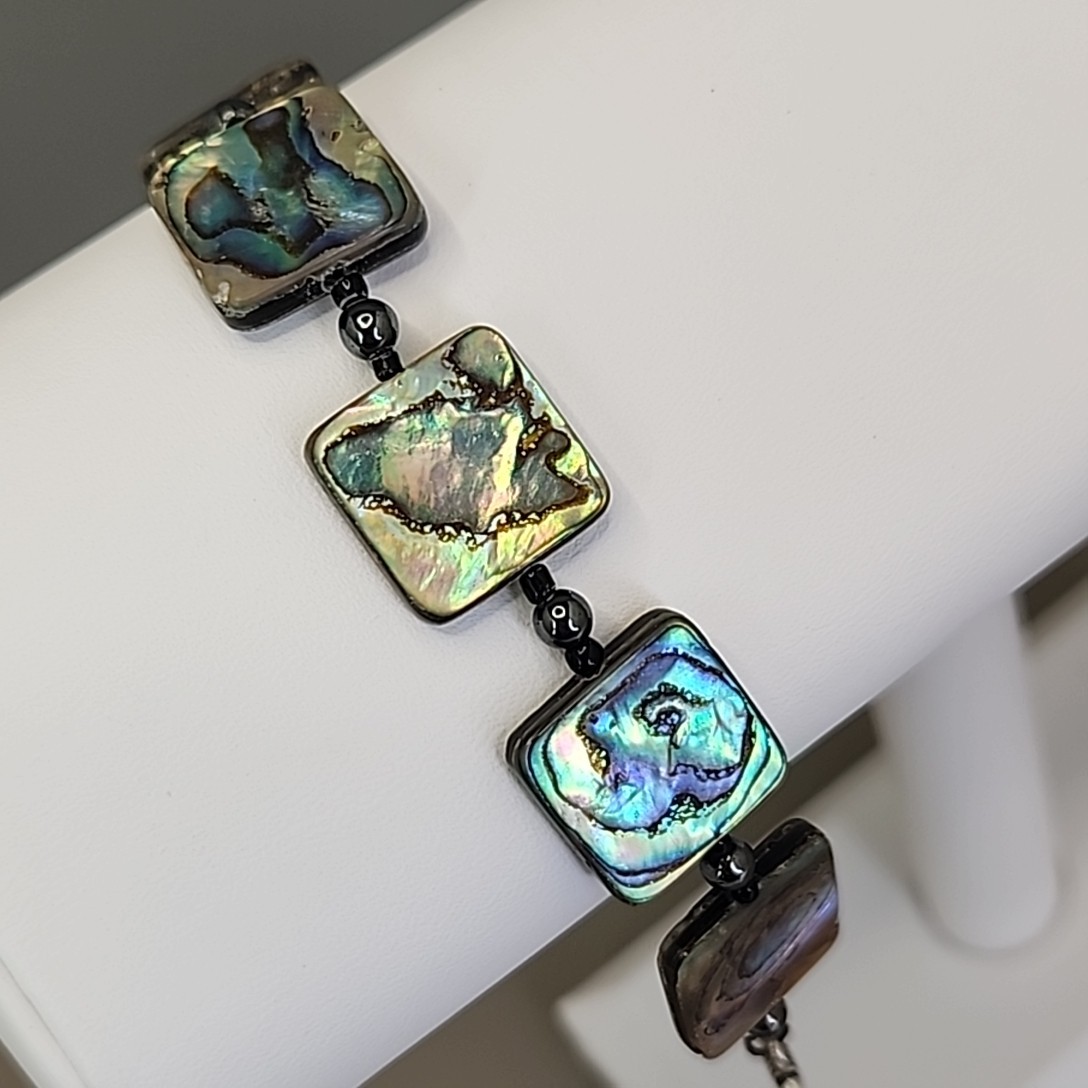 Abalone Bracelet Square Beaded 7.25″