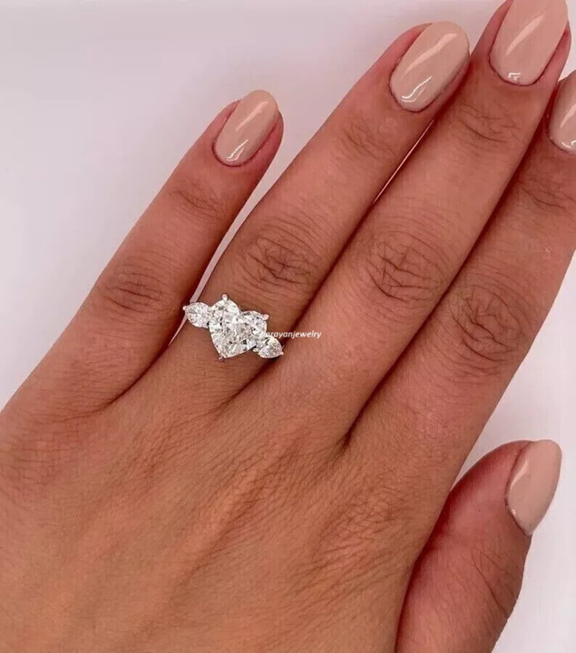 2.00Ct Real Moissanite Heart Shape Wedding Engagement Ring 14K White Gold Plated