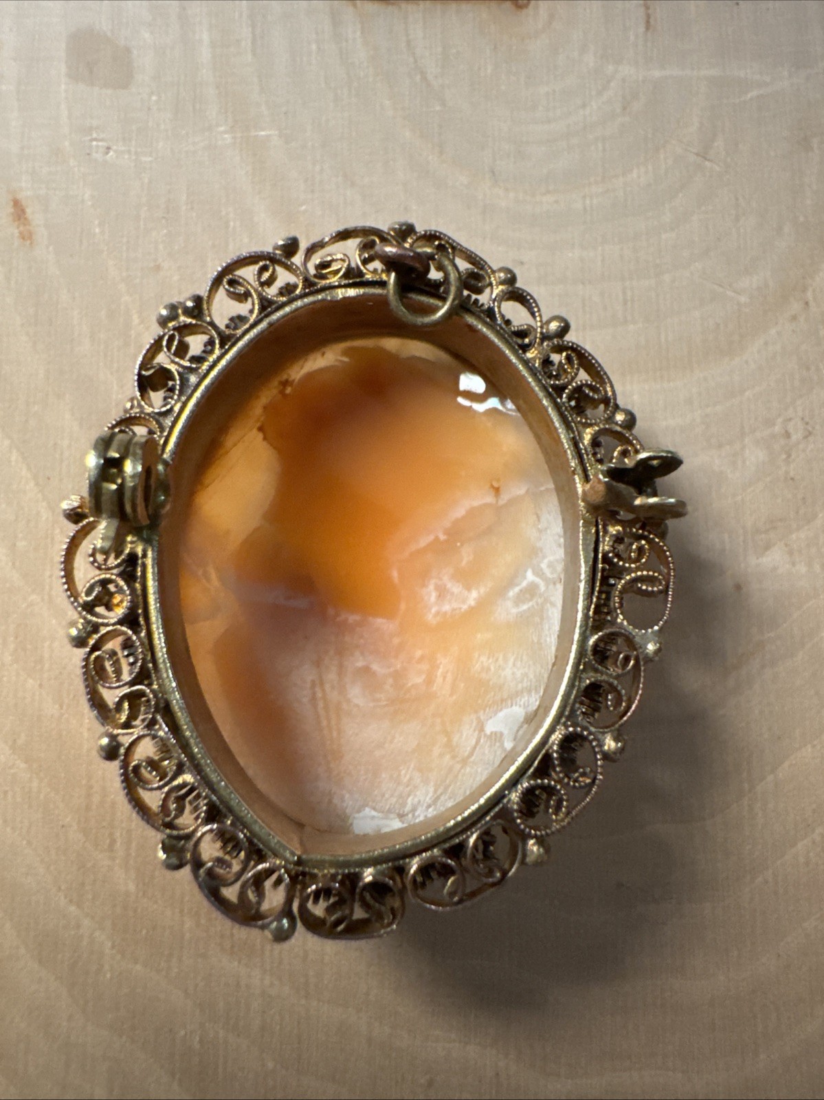 Vintage Carved Shell Cameo Brooch Pendant Beautiful #27￼