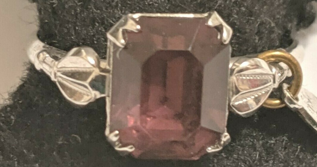 VINTAGE UNCAS ADJUSTABLE RING STERLING SILVER PATENT 2763140 PURPLE STONE