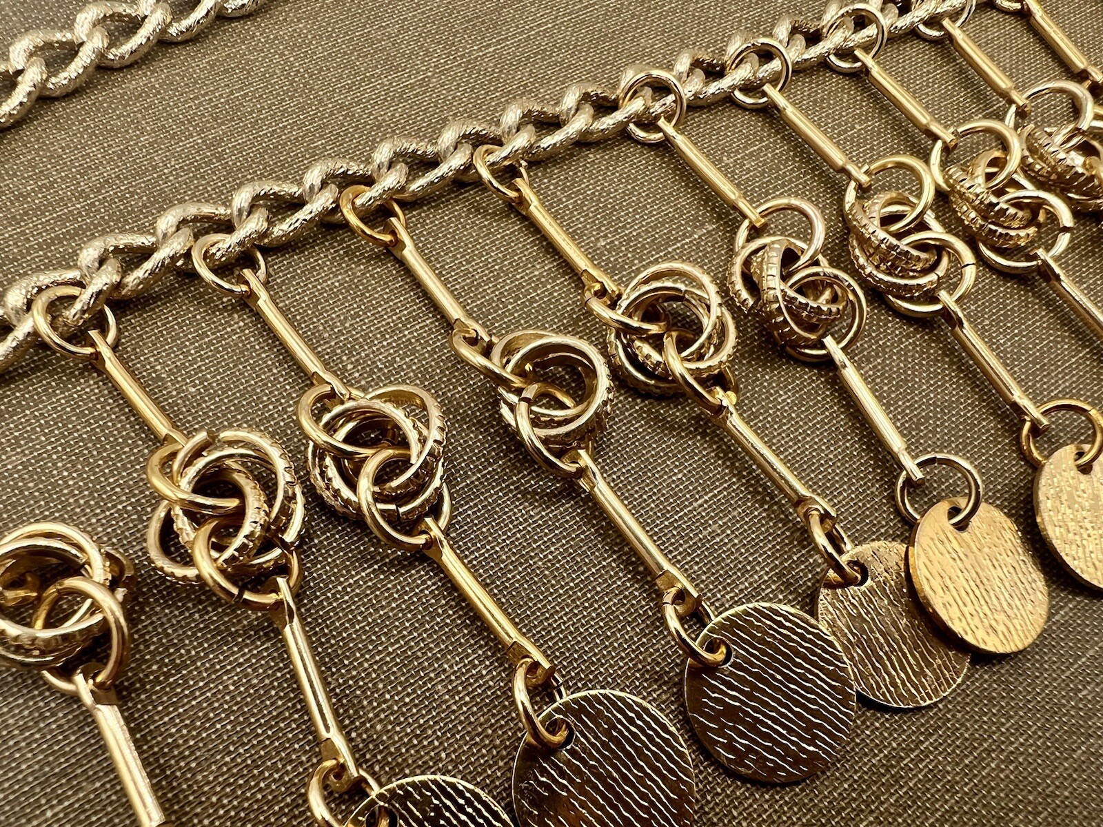 Vintage 1980s New Old Stock Gold Statement Necklace Choker Tribal Fringe