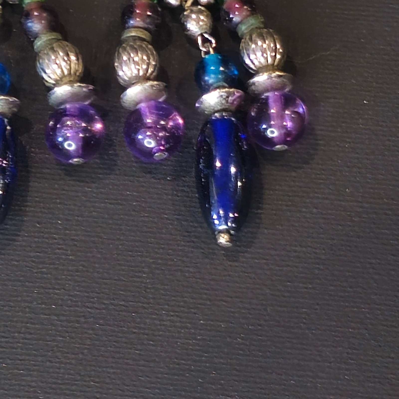 VTG Boho Sunburst Clip‑On Earrings Mixed Glass Metal Beads