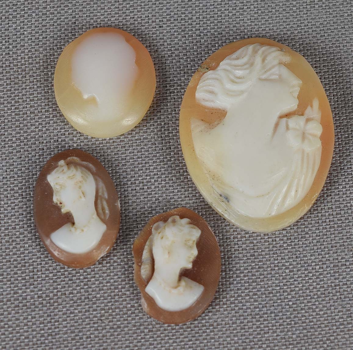 4 vintage SHELL CAMEOS