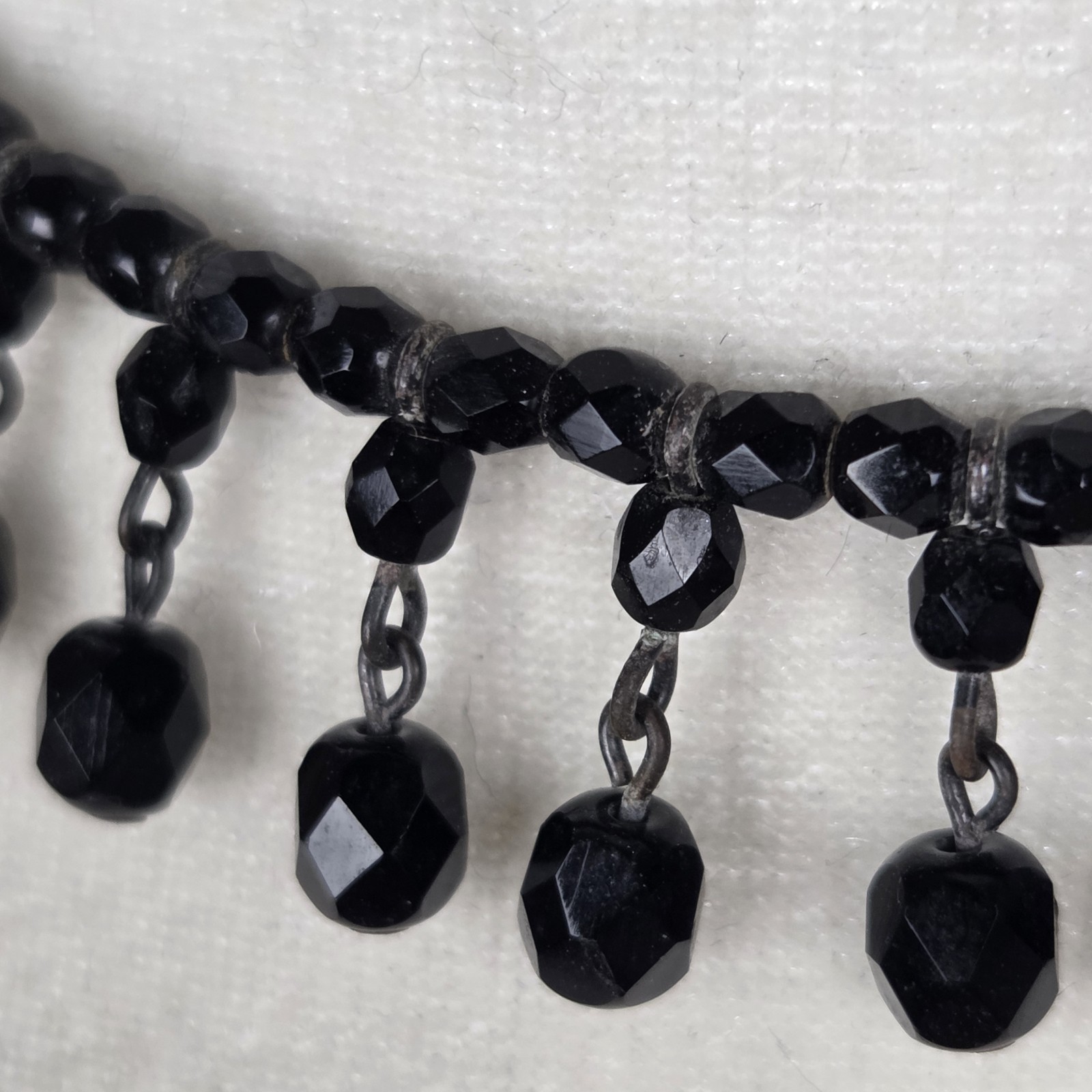 Vintage Black Crystal Wire Choker Beaded Necklace Cocktail Party Elegant Sparkle