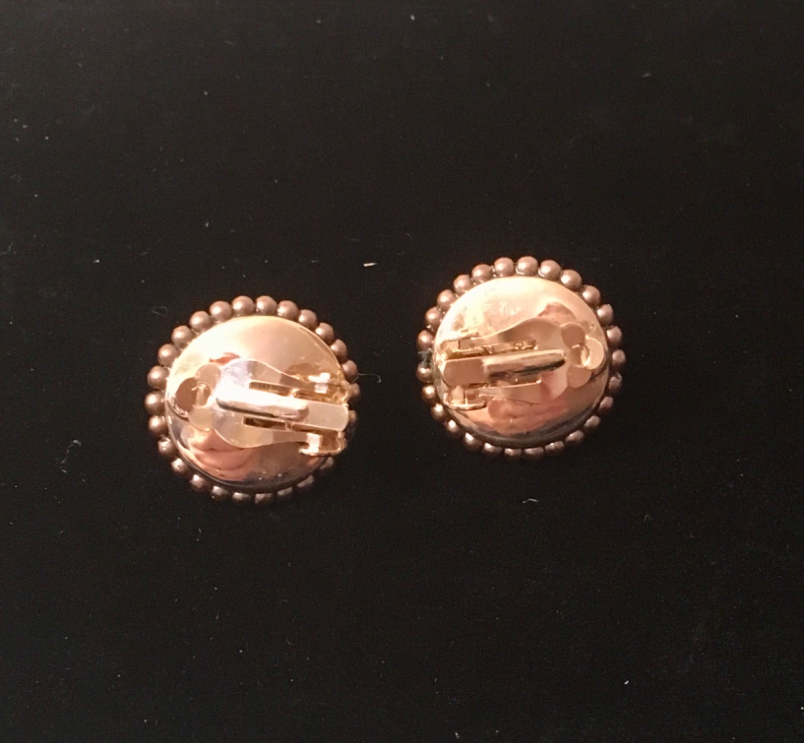 Carolee Bronze Color Cabochn New Old Stock Earrings Clip On