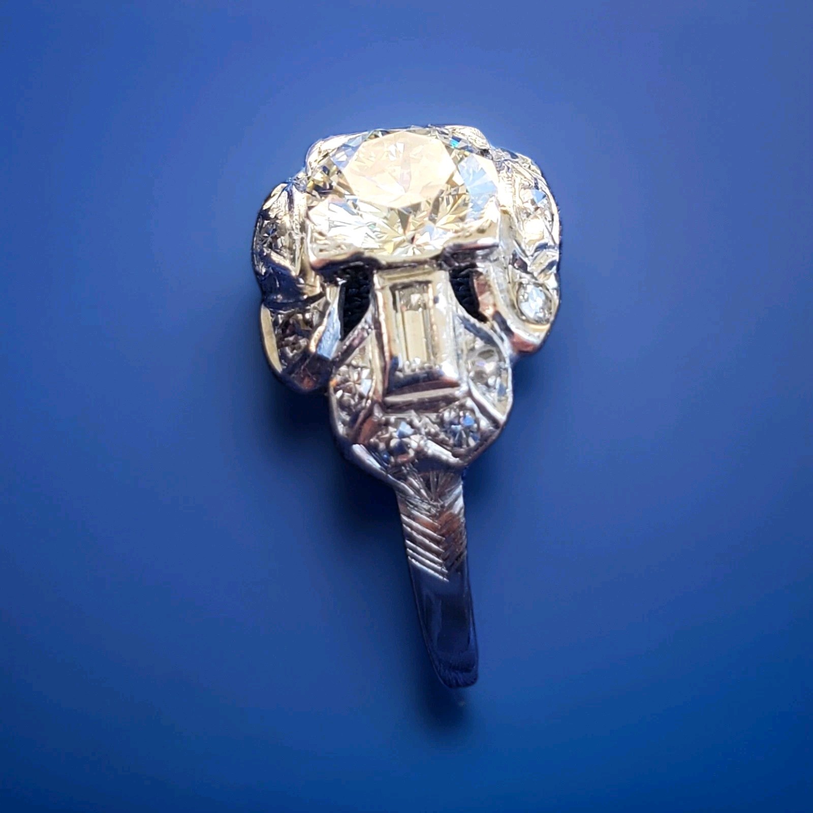 Original EARTH MINED DIAMOND Art Deco Engagement Ring Vintage PLATINUM Solitaire