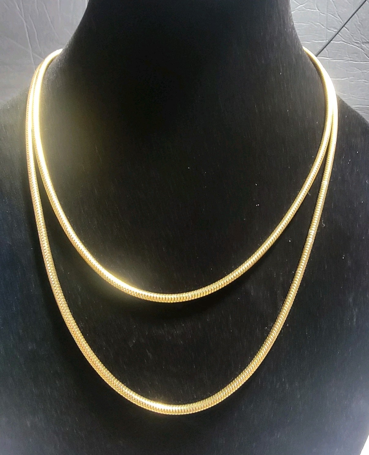 Vintage Gold Tone Snake Chain Necklace Smooth Flexible Chain