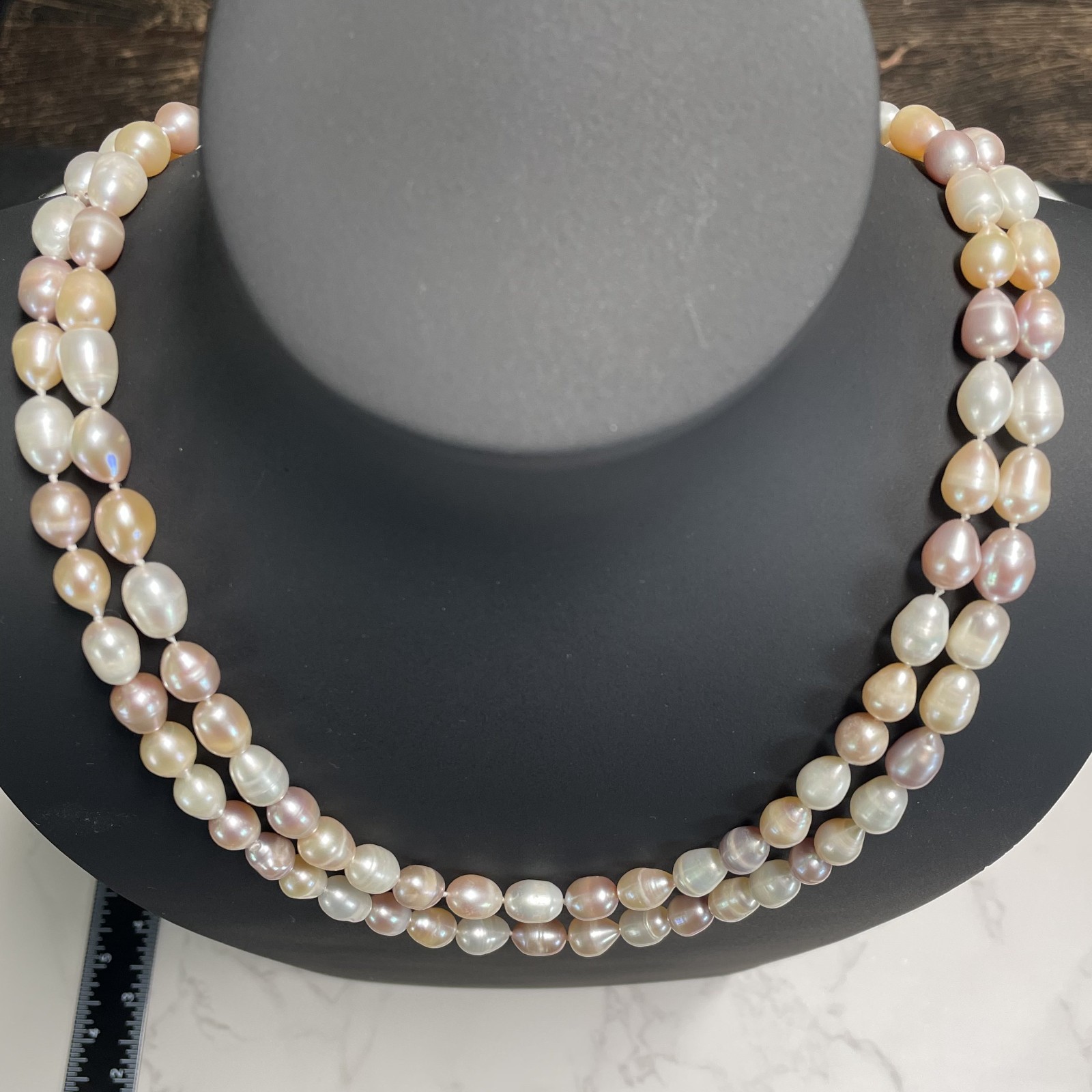 Vintage Baroque 8mm Multigradient Pink & Shape French Fresh Water Pearl Necklace