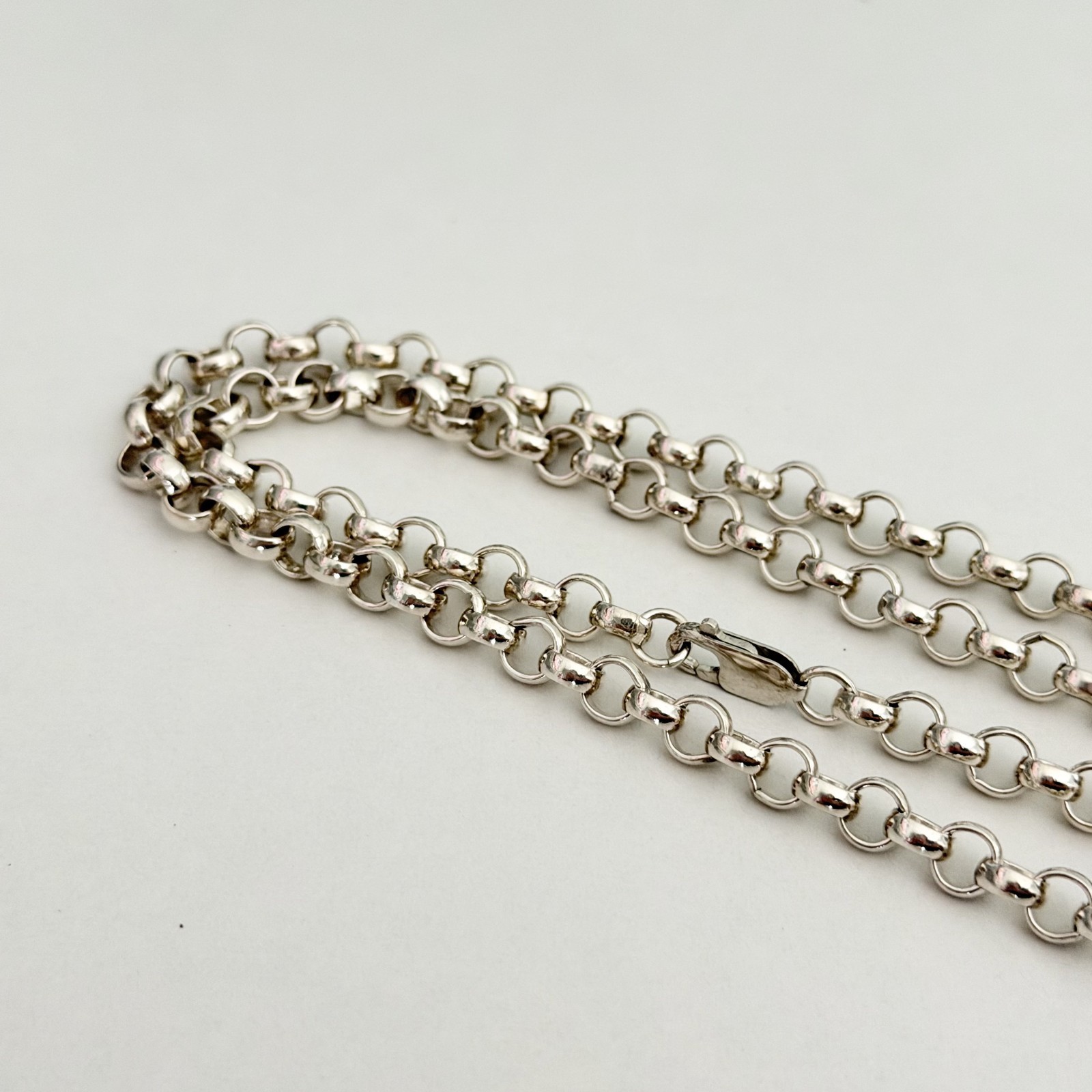 925 Sterling Silver 6MM Round Rolo Link Heavy Chain Necklace 24″