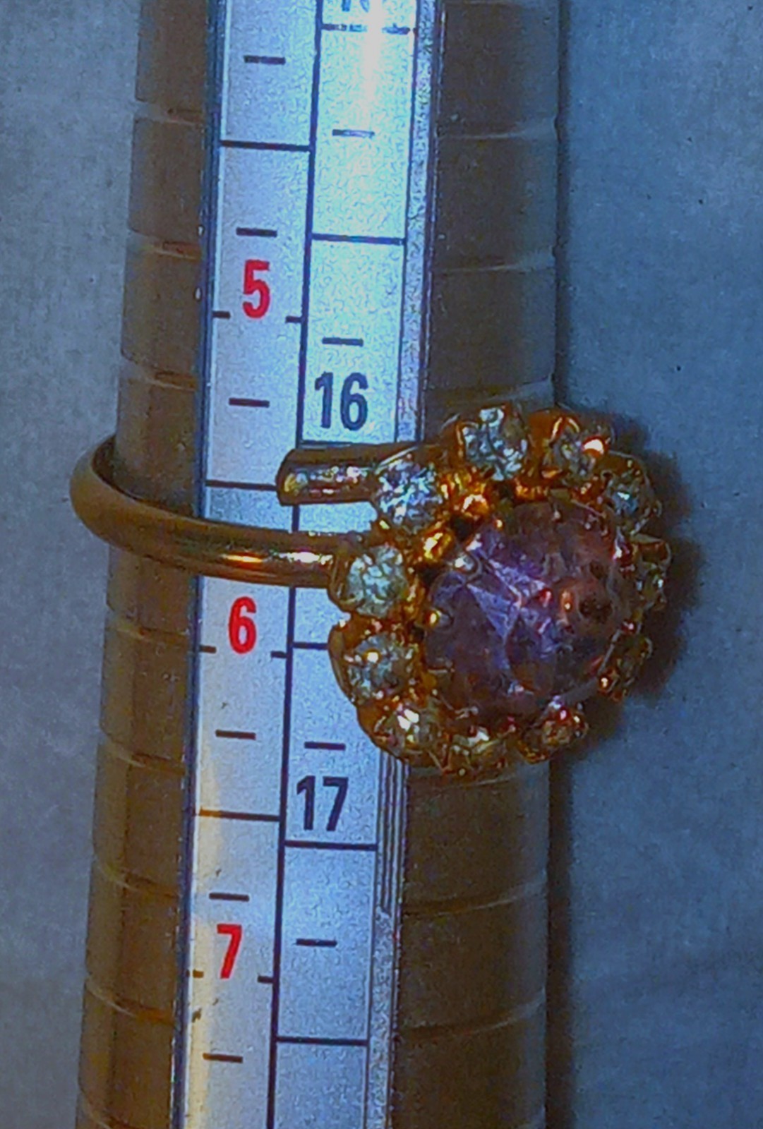 Cocktail Ring Rose Amethyst Sapphire Crystal Rhinestone Minimalist Adjusted Ring