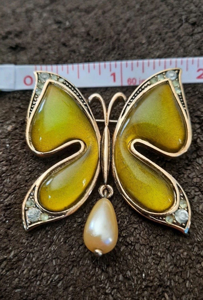 green butterfly brooch
