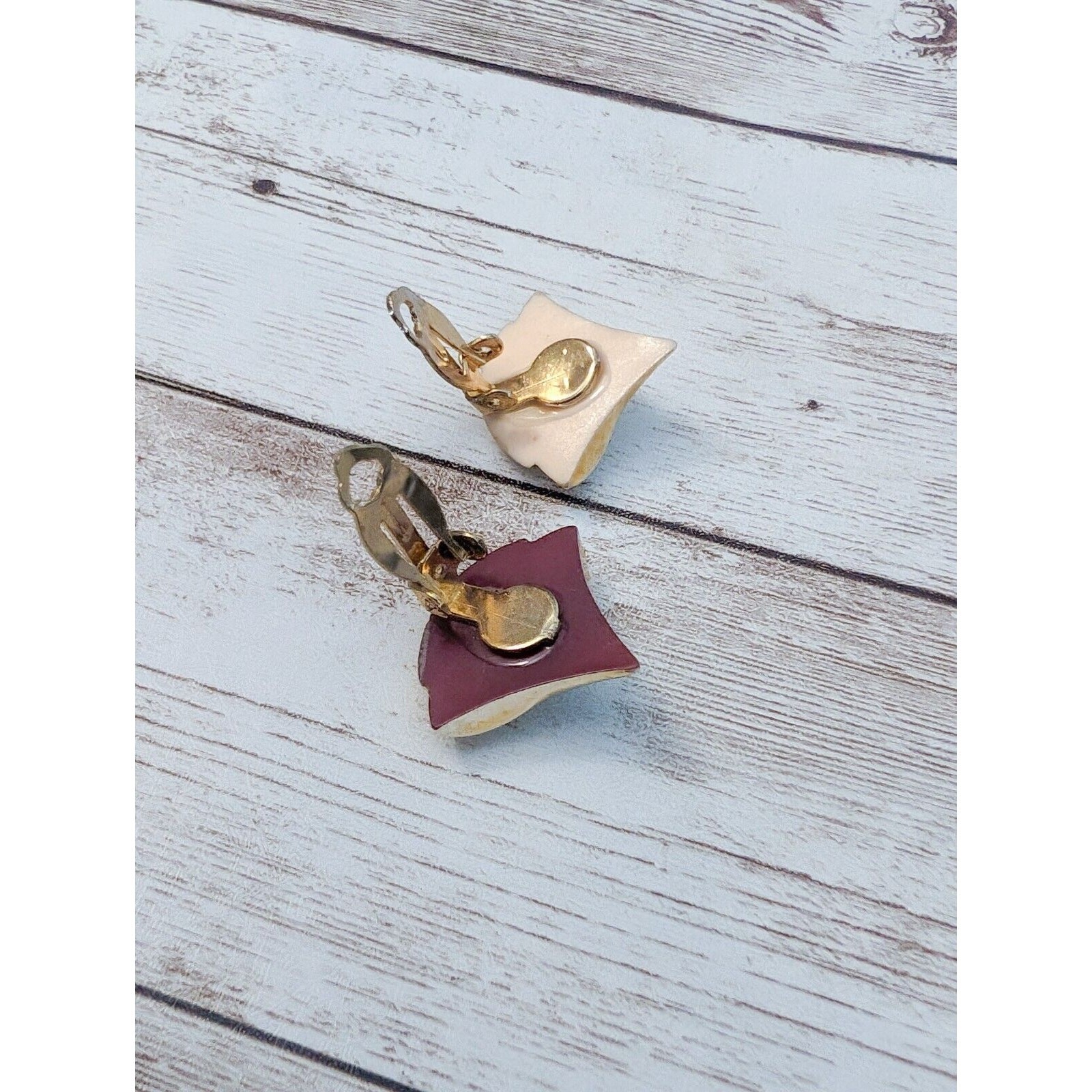 Vintage Clip On Earrings – Fancy Flourish Like Light Gold Tone – Some Marks