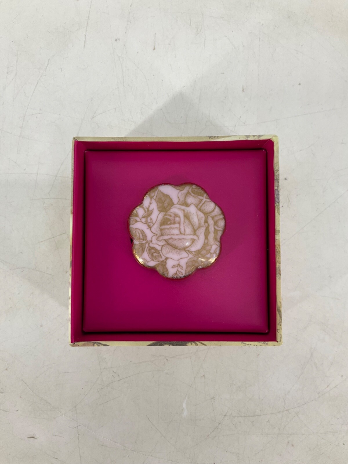 RARE Royal Albert 100 Years Anniversary Brooch Golden Roses Porcelain NEW IN BOX