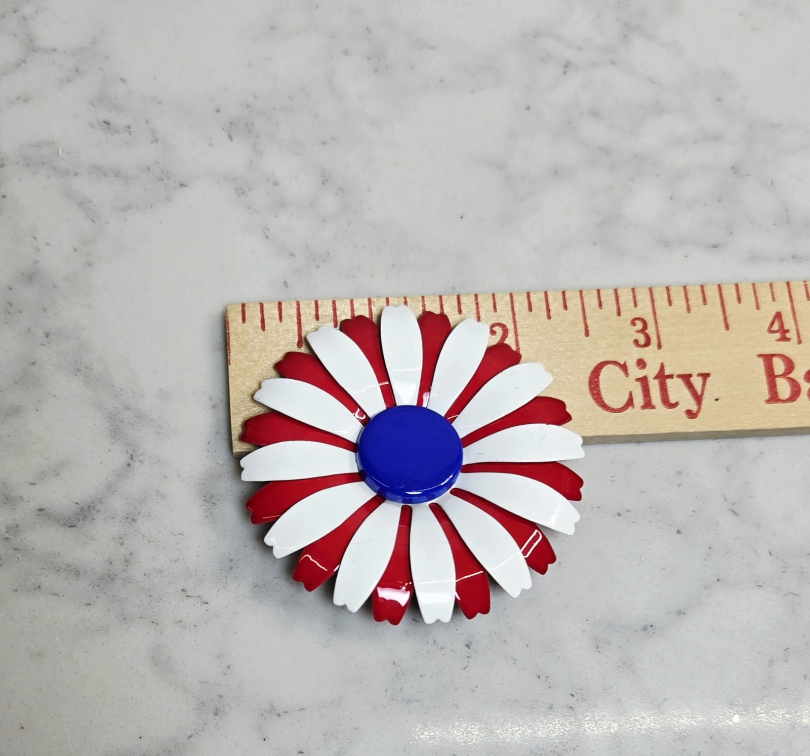 Vintage Red White & Blue Patriotic Jewelry Set Brooch Necklace & Bracelet