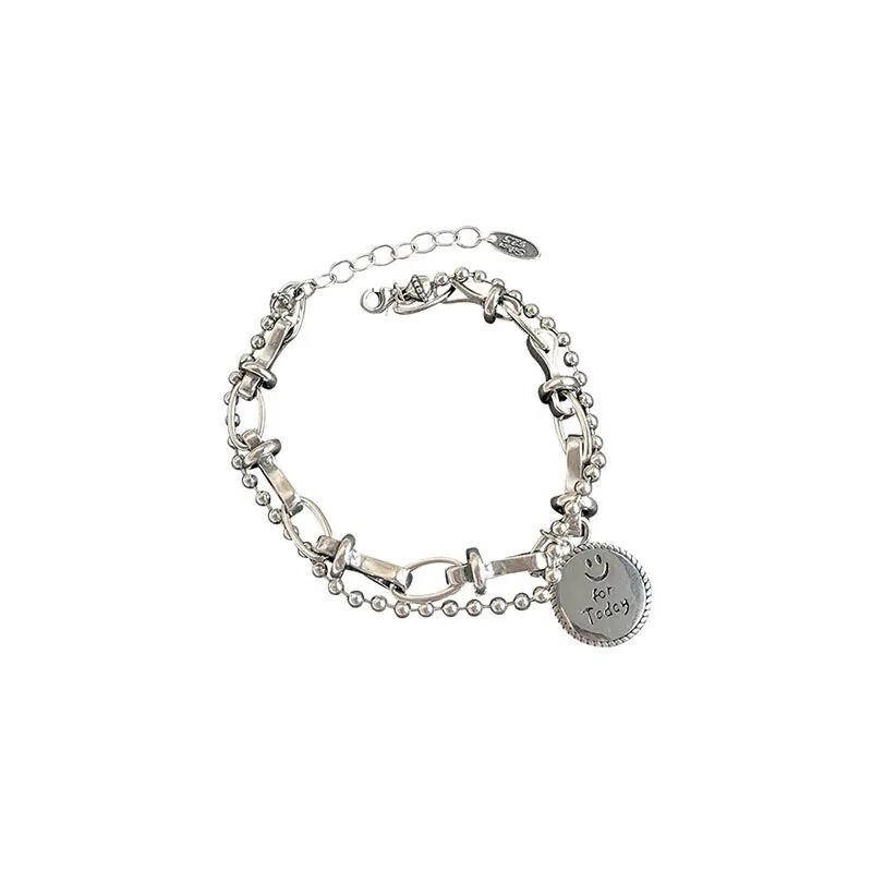 Retro Punk Geometry 925 Sterling Silver Chain Vintage Creative Women Bracelet