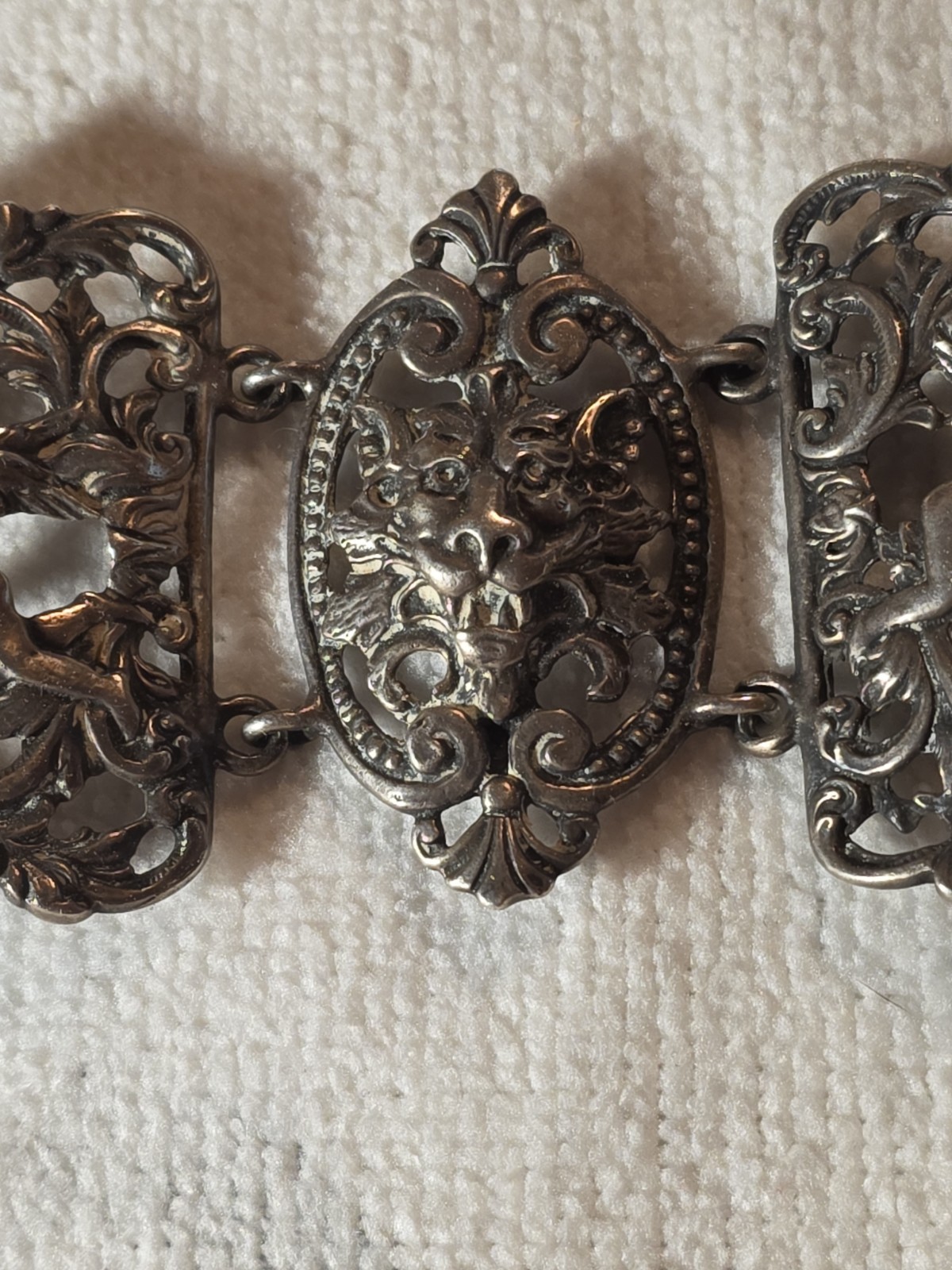 Vintage Cini Sterling 925 Cherub & Lion Bracelet Italian Renaissance Revival