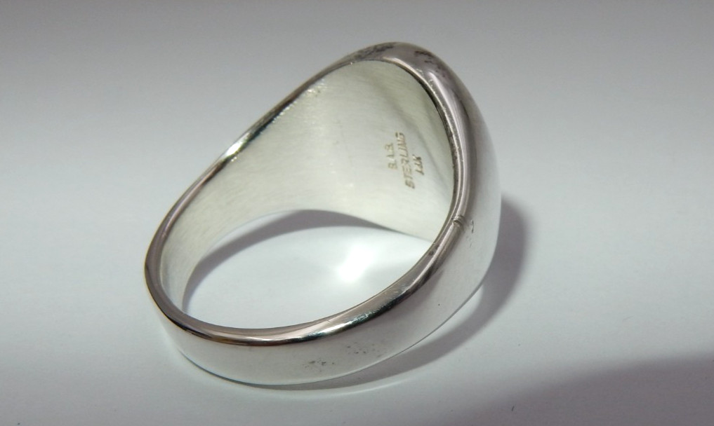 VINTAGE STERLING SILVER 14K GOLD SIGNET RING – “S” MONOGRAM, SIZE 9.5, 12 GRAMS