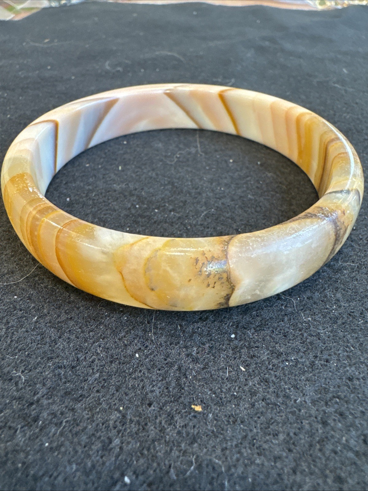 Vintage Vintage Natural Agate Banded Bangle Bracelet