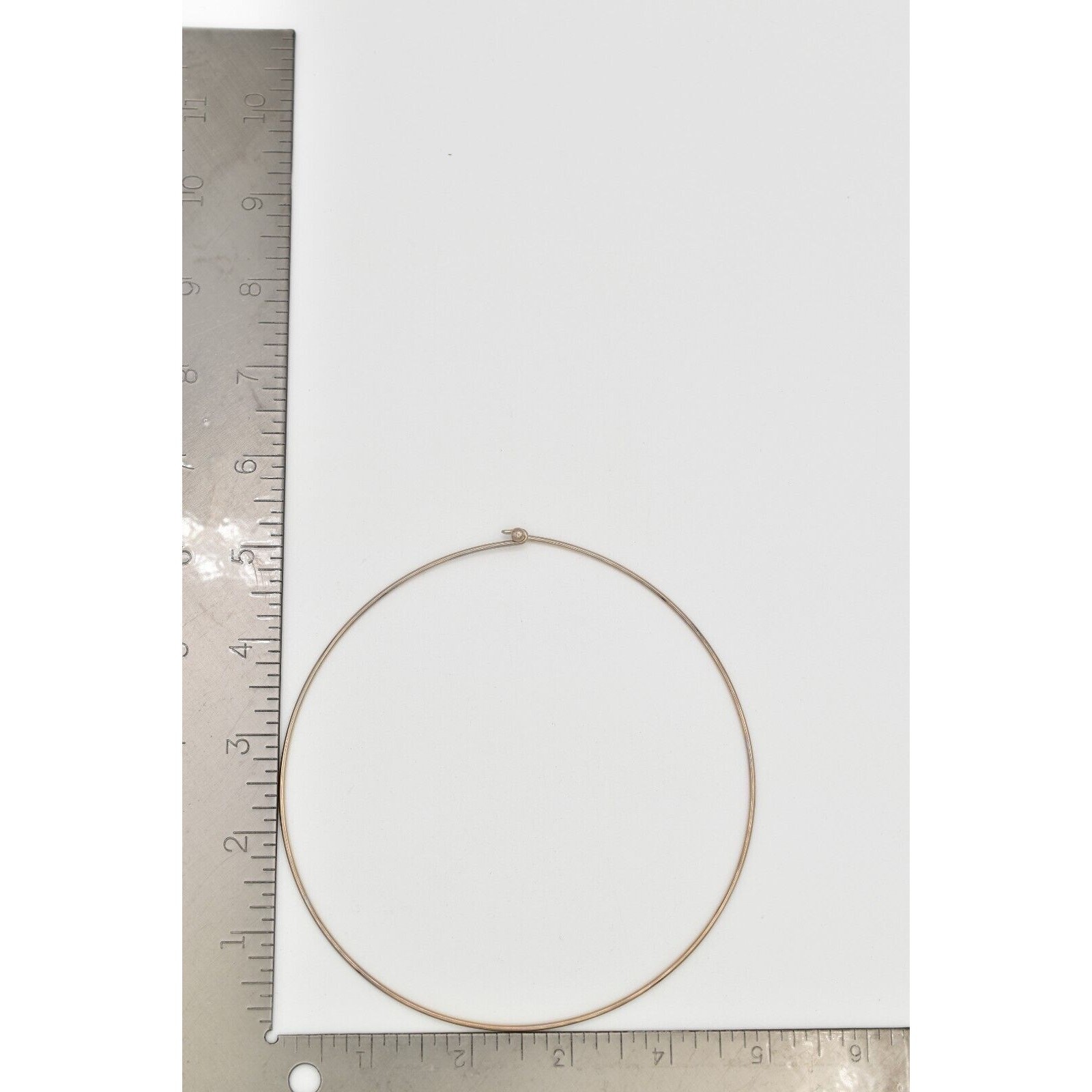 Vintage Choker Necklace Simple Wire Collar Shiny Gold Metal Round NOS 1980s W1