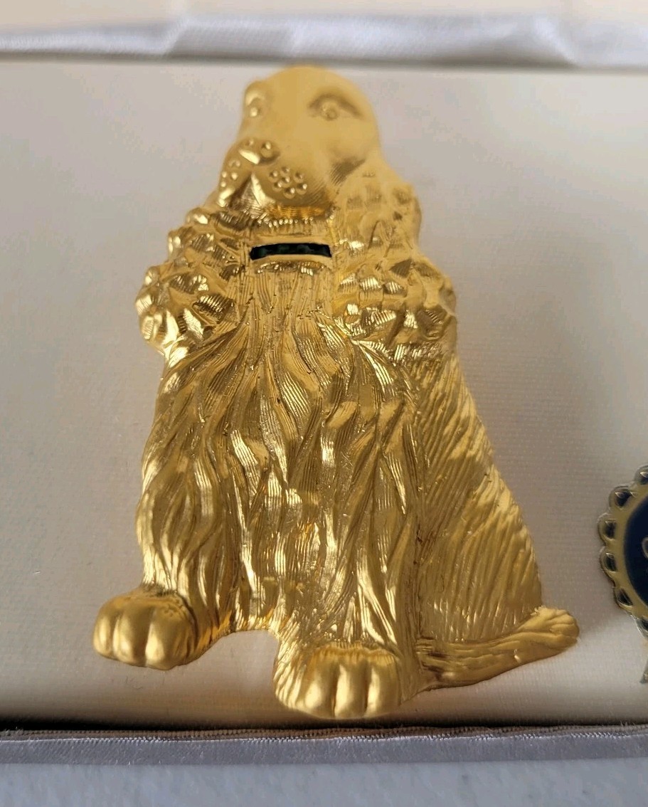 Vintage Gold Toned Metal Cocker Spaniel Dog Pin Brooch Jewelry
