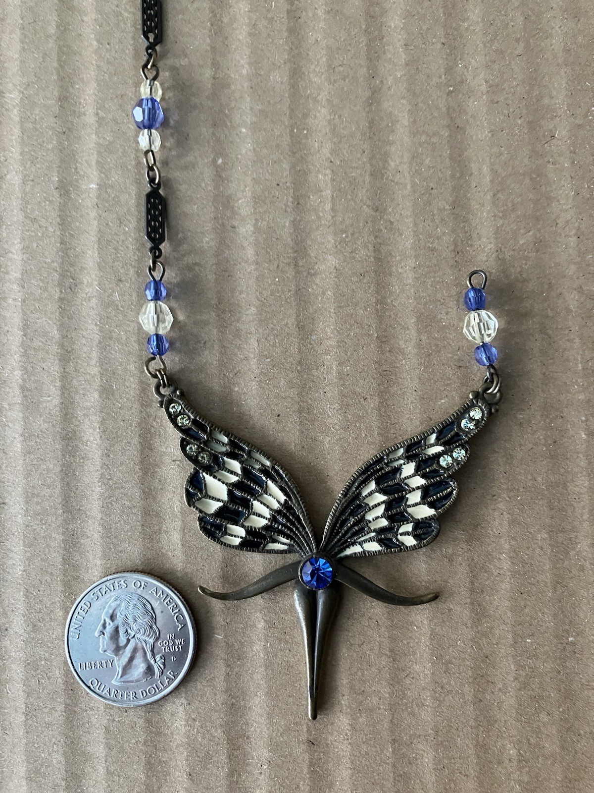 Vintage rare Enamel Metal Brass Fairy Pendant Missing Necklace One Part Only