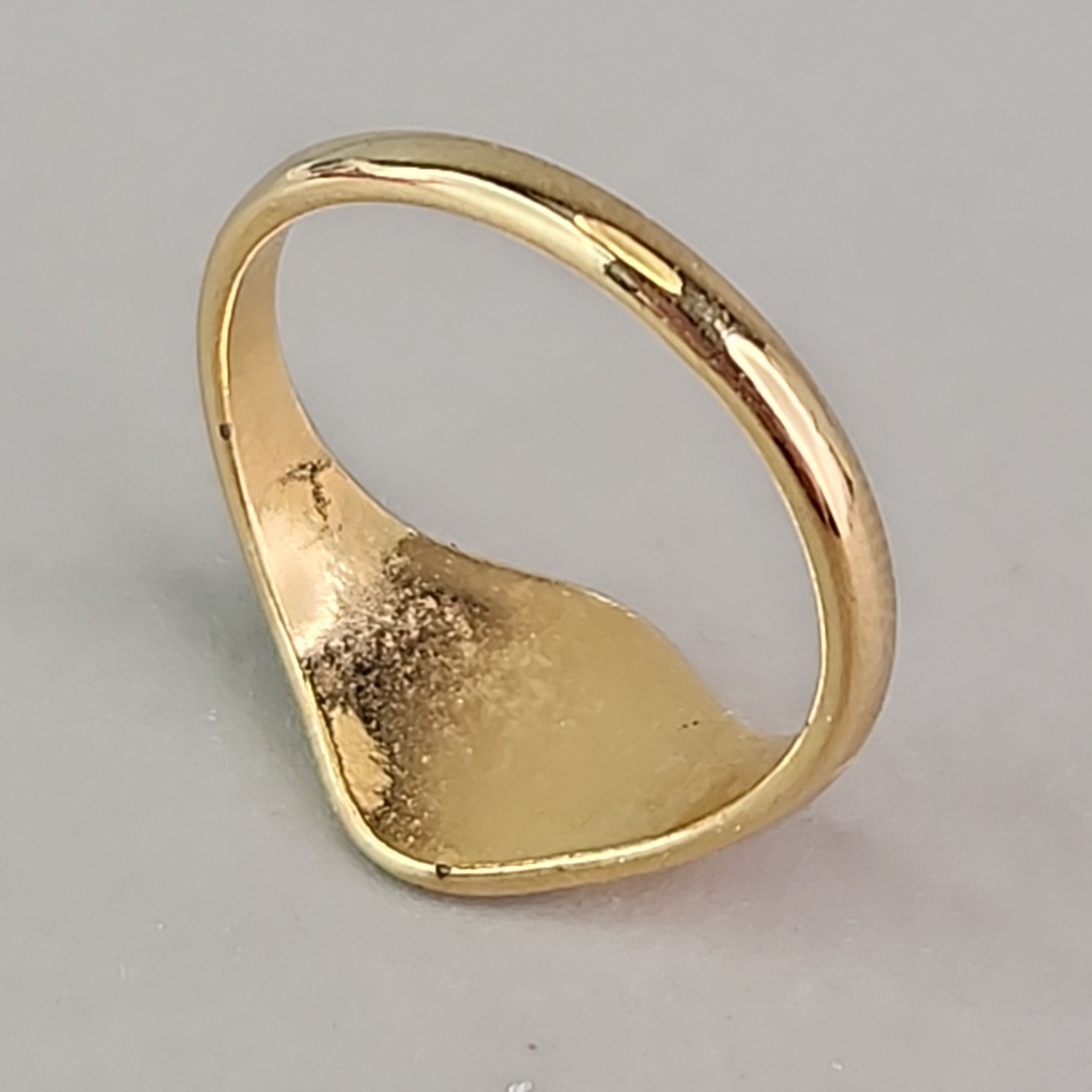 Signet Ring Etched S Monogram Gold Plated Child Pinky Small 5