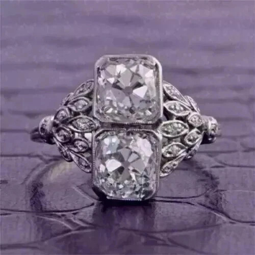Art Deco Style 4.75Ct Lab Created Diamond Statement 925 Silver Engagement Ring