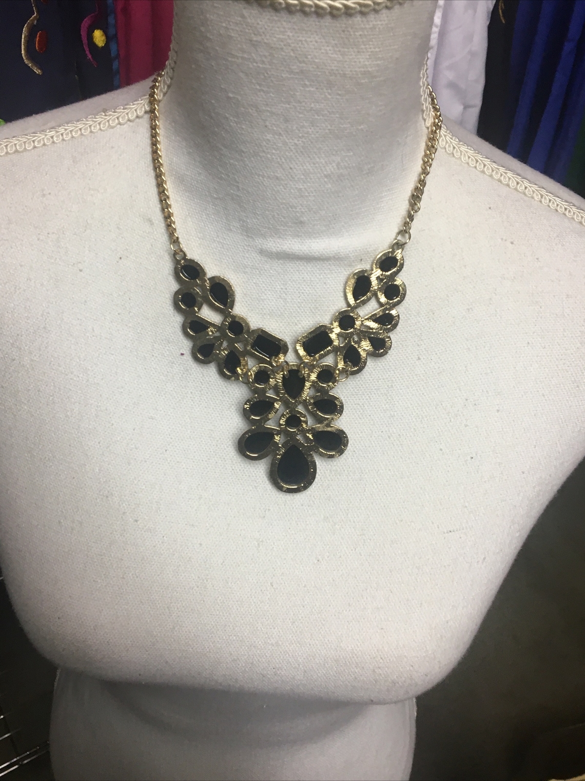 Vintage Bohemian Black & Gold Tone Necklace Fashion Jewelry Women’s Accessories
