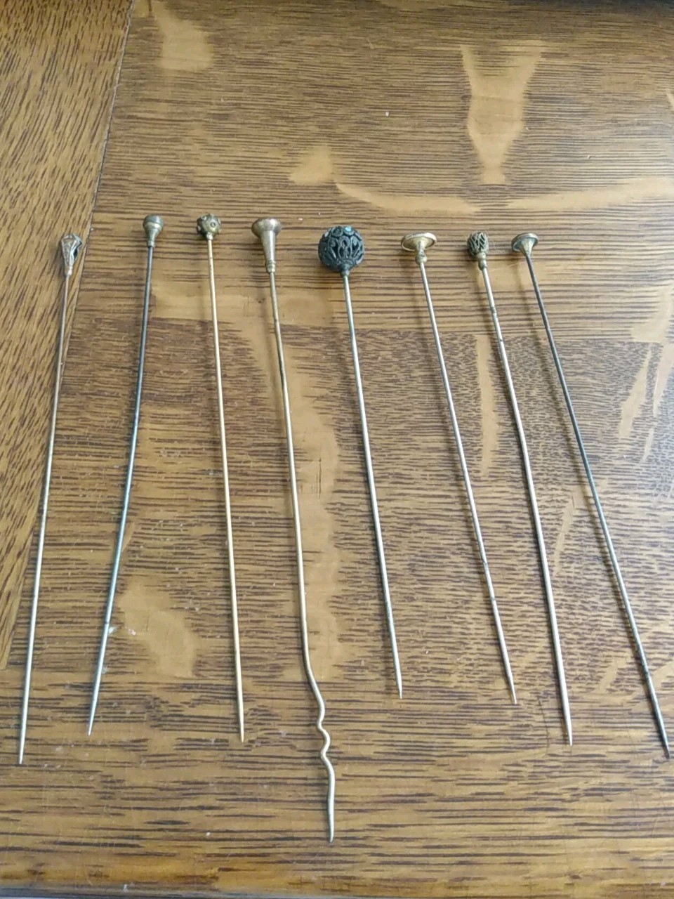 Lot Of 8 Fancy Antique Gold Filled Assorted Hat Stick Pins