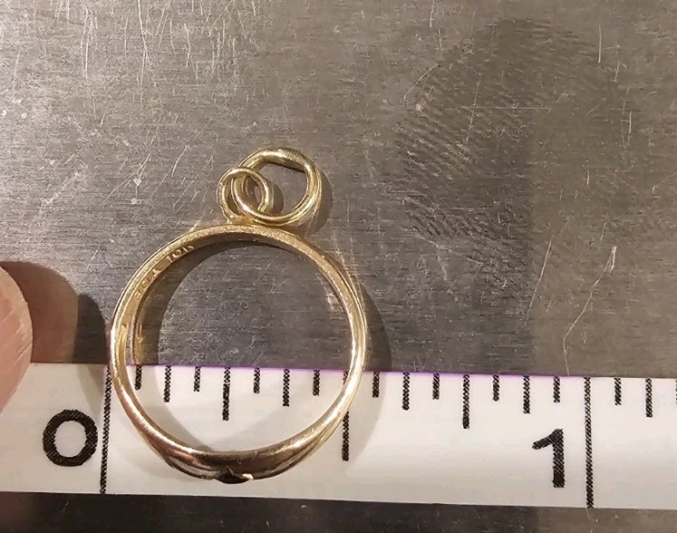 Vintage 10K Gold Ring Charm Pendant Red Stone Garnet Ruby Estate Jewelry 0.7g